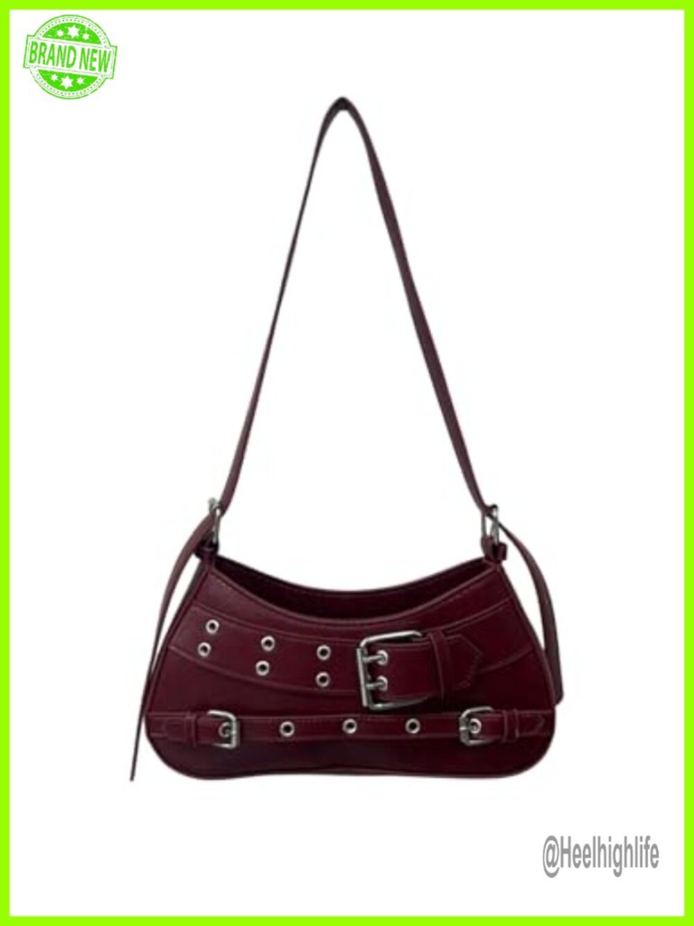 Women's PU Leather Y2K Shoulder Bag Buckle Top Handle Punk Satchel